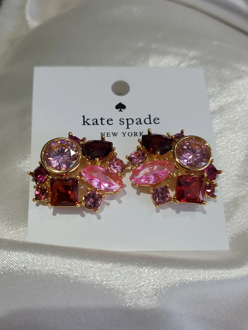 kate spade Pink & Red Crystal Cluster Earrings